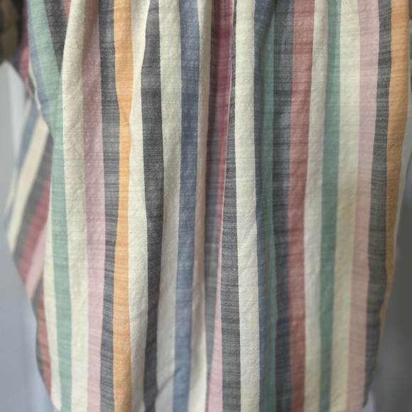 Madewell short sleeves button down top blouse rainbow stripe size M - Picture 9 of 13